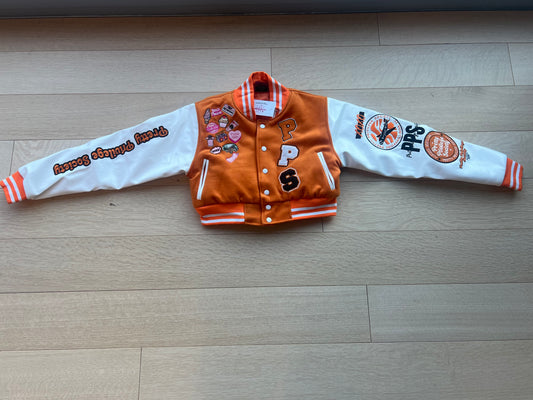 Pretty Not Perfect Varsity Jacket Orange