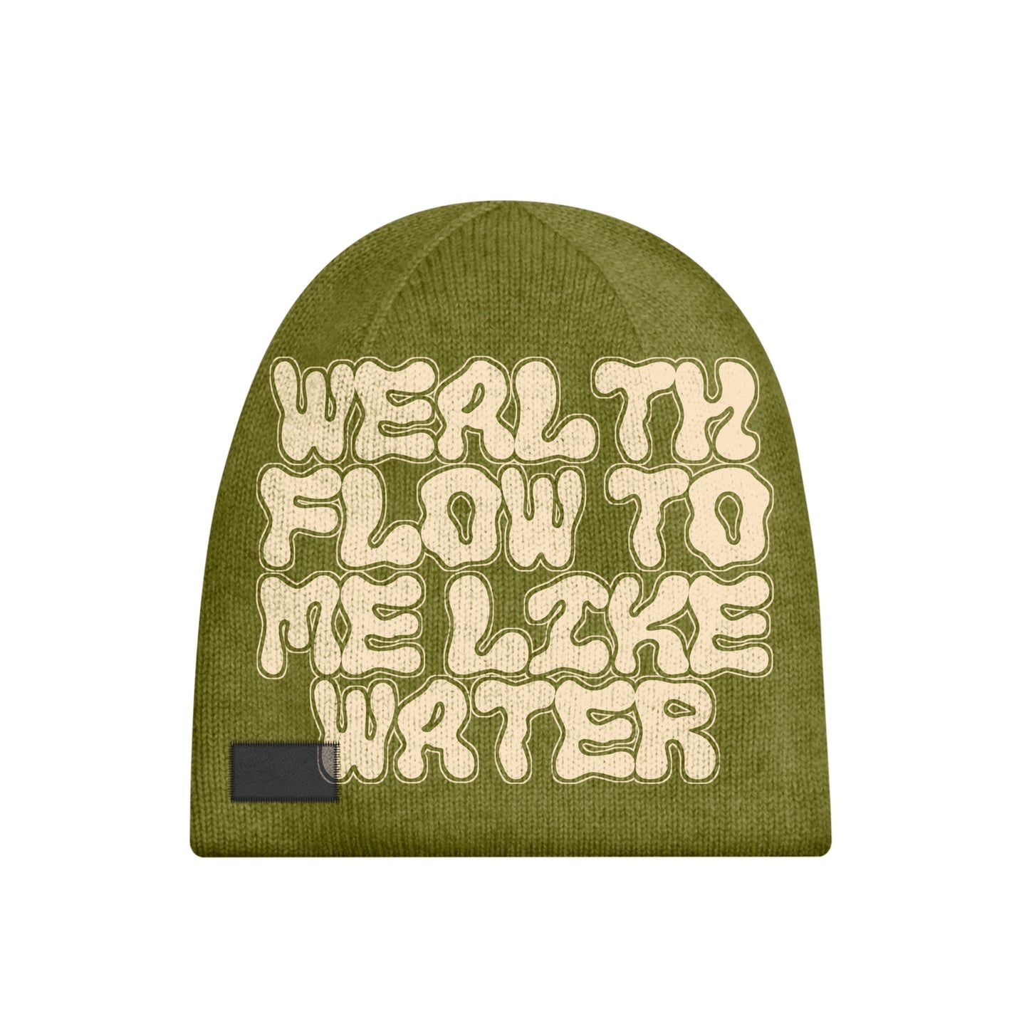 Wealth Flow To Me Like Water w/Beanie Set Olive