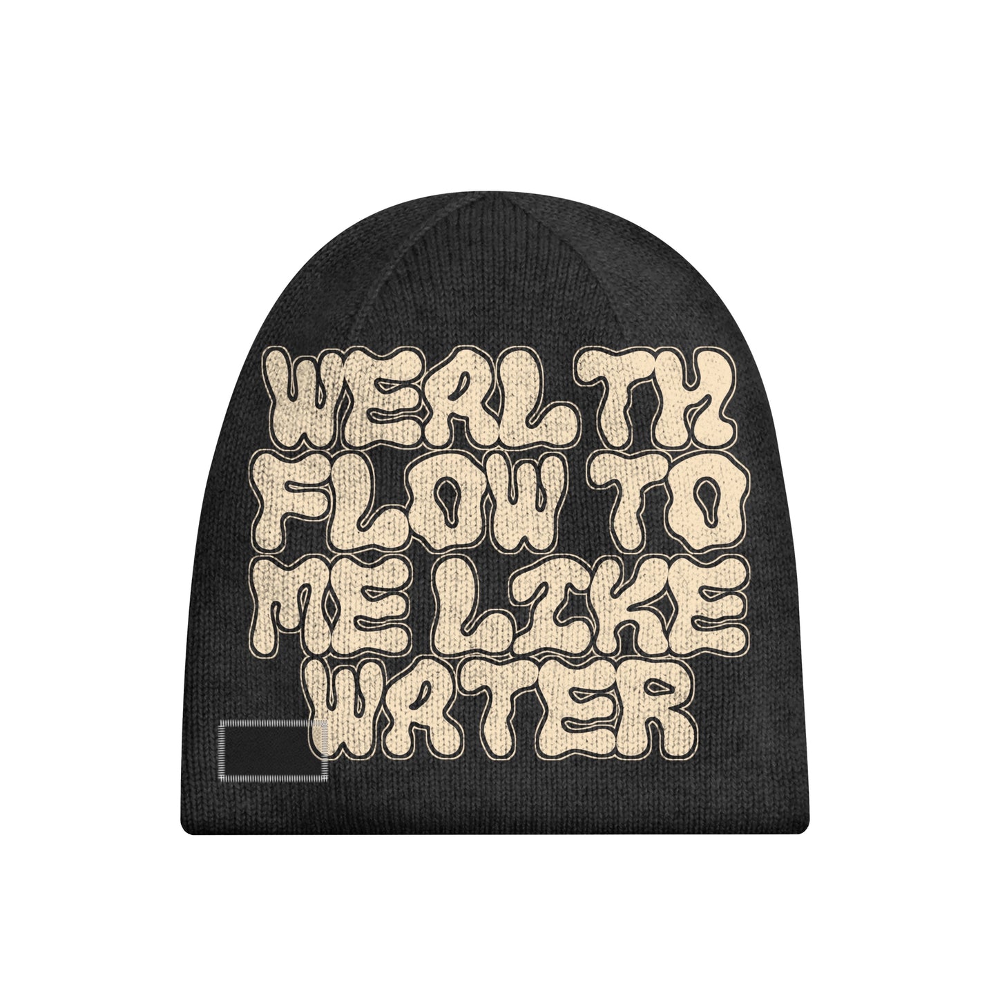 Wealth Flow To Me Like Water w/Beanie Set Black