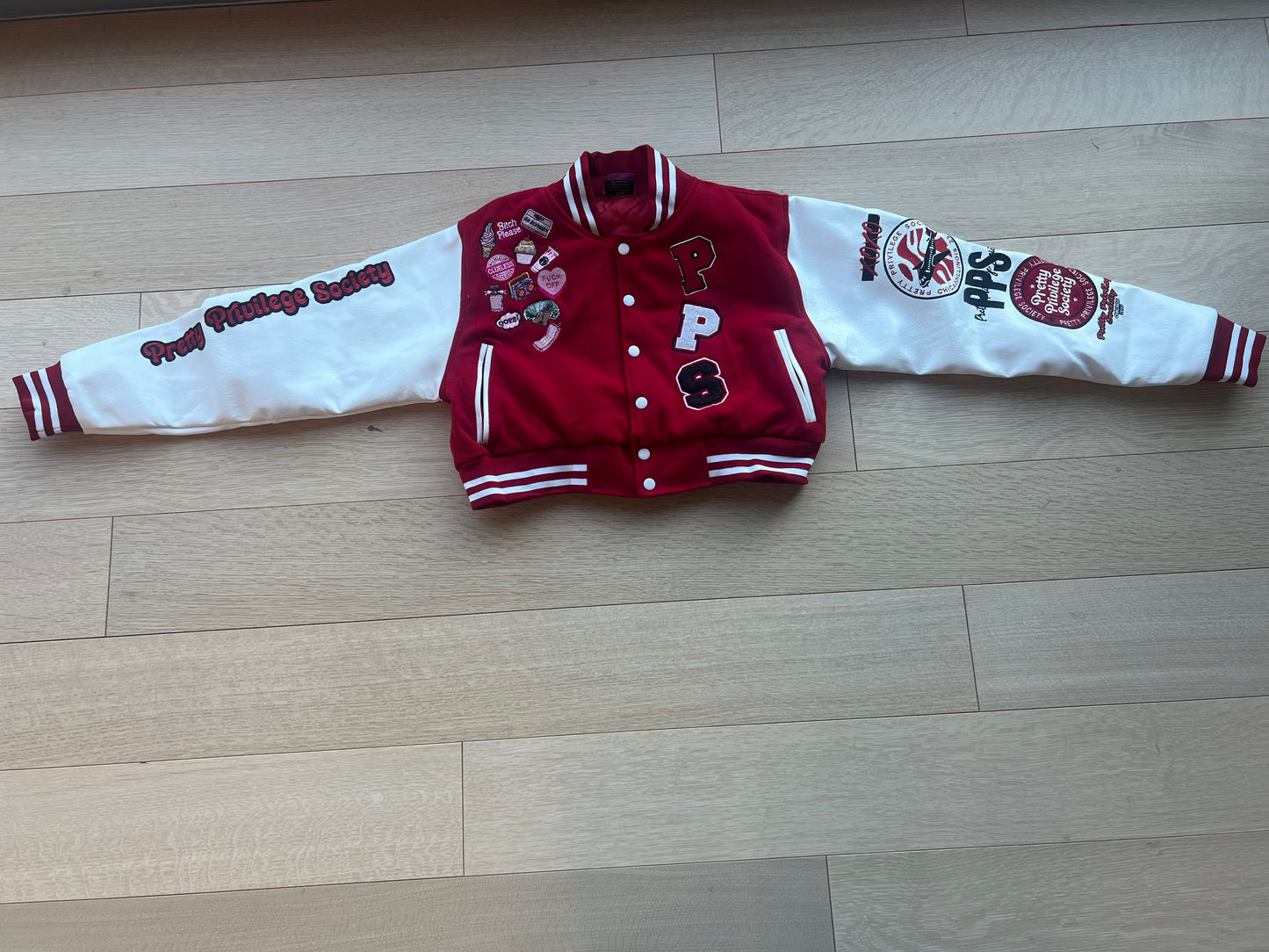 Pretty Not Perfect Varsity Jacket Red