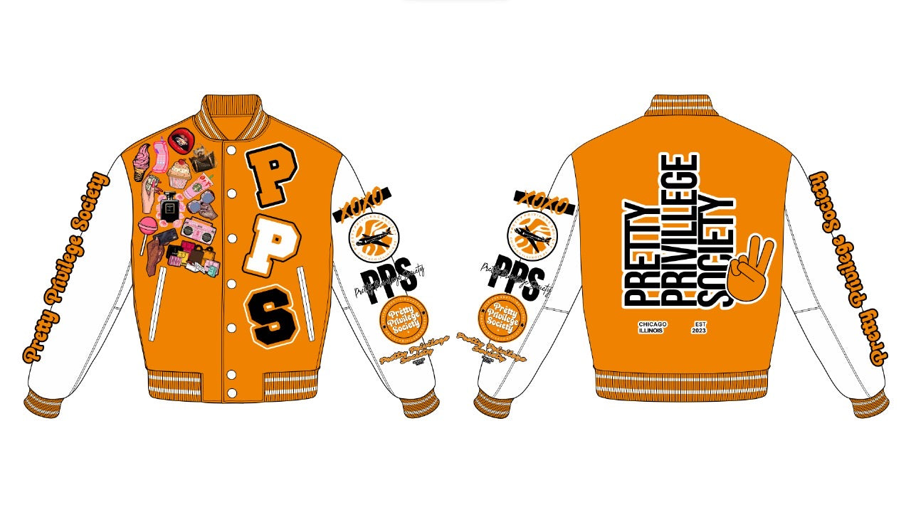 Pretty Not Perfect Varsity Jacket Orange