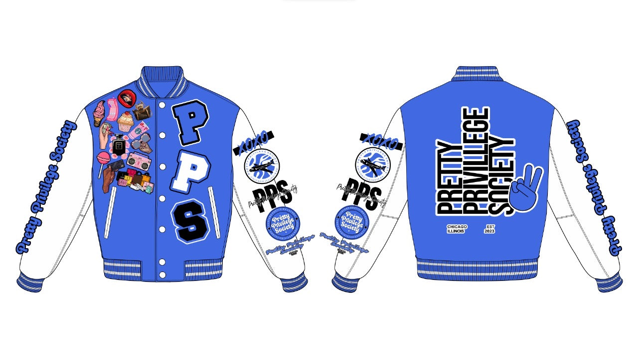 Pretty Not Perfect Varsity Jacket Blue