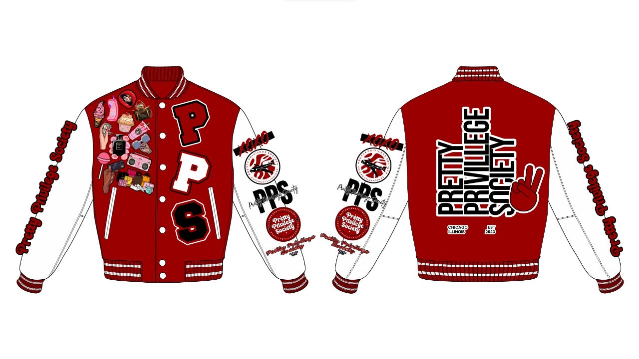 Pretty Not Perfect Varsity Jacket Red